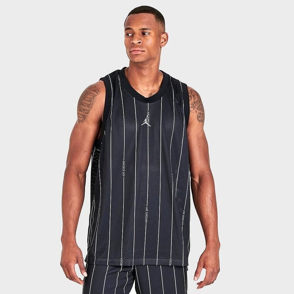 Nike Air Jordan 23 Mesh Jersey Mens Black White Pinstripe Basketball Tank Top